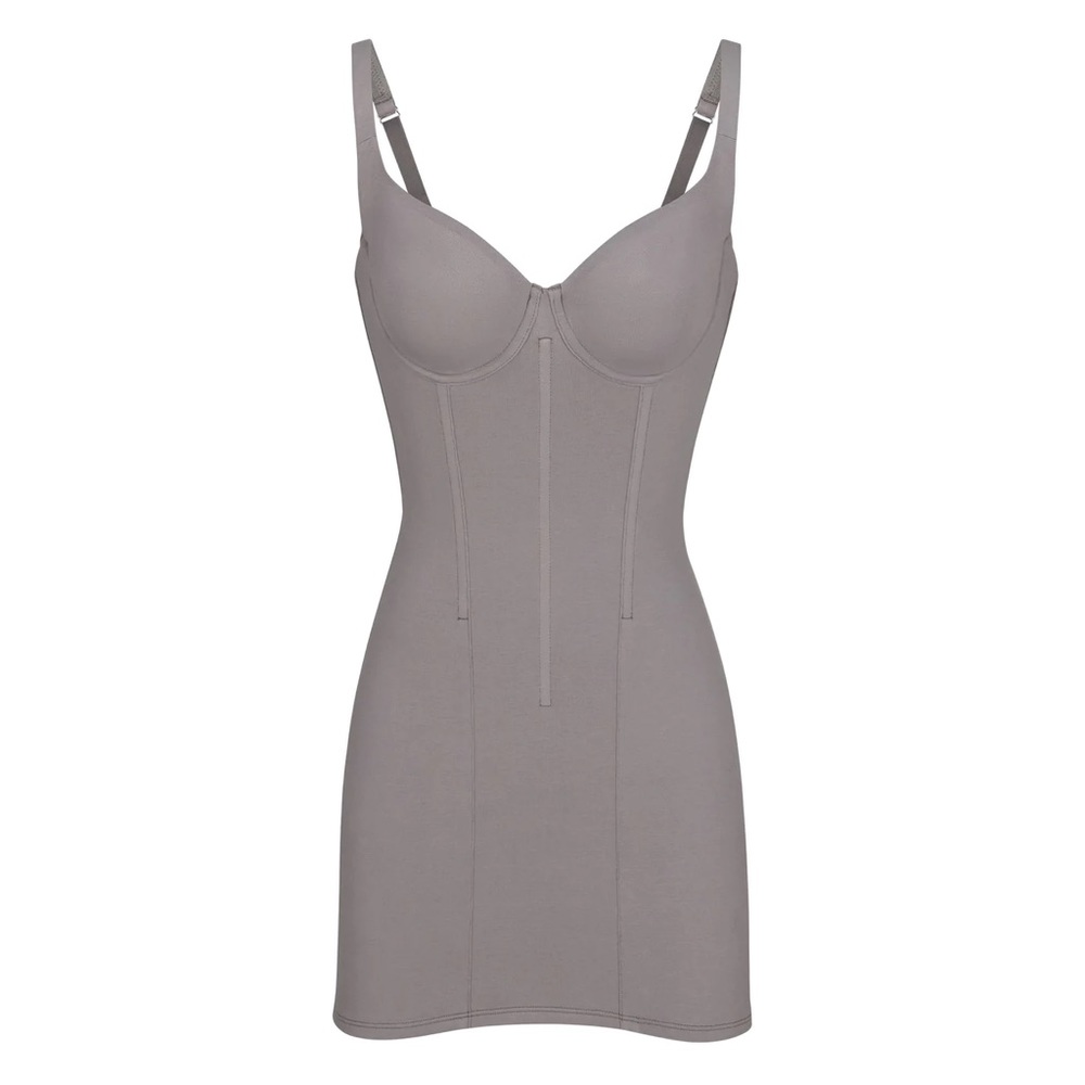Skims Cotton Corset Dress Charcoal xs